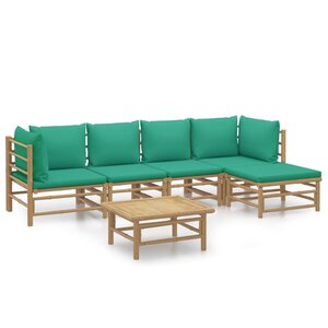 vidaXL Salon de jardin 6 Pièces avec coussins vert bambou