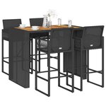 vidaXL Ensemble de bar de jardin 5 Pièces sans coussins noir poly rotin