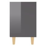 vidaXL Table de chevet avec pieds en bois Gris brillant 40x30x50 cm