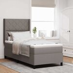vidaXL Lit à ressort LED avec matelas Taupe 100 x 200 cm tissu