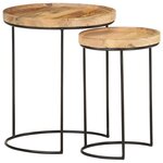 vidaXL Ensemble de table basse 2 Pièces bois de manguier massif et acier