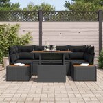 vidaXL Ensemble de canapé de jardin 7 Pièces Noir Poly rotin