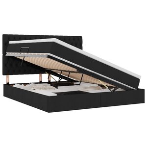 vidaXL Lit de rangement LED avec matelas Noir 180 x 200 cm Tissu