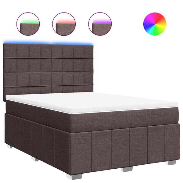 vidaXL Sommier à lattes de lit avec matelas Marron foncé 140x190 cm