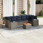 vidaXL Salon de jardin 8 Pièces avec coussins gris résine tressée