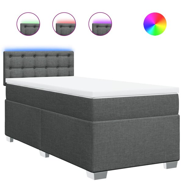 vidaXL Sommier à lattes de lit avec matelas Gris foncé 80x200 cm Tissu
