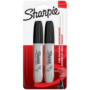 Lot de 2 Marqueurs Permanents Pointe Biseautée Noir SHARPIE