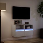 vidaXL Meubles TV muraux avec lumières LED 2 Pièces blanc 41x31x45 cm
