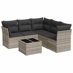 vidaXL Salon de jardin 6 Pièces avec coussins gris clair résine tressée