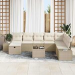 vidaXL Ensemble de canapé de jardin 9 Pièces Beige 55 x 62 x 69 cm