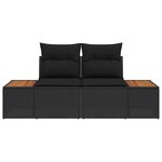 Sofa de jardin 2 places vidaXL avec coussins en poly rotin noir