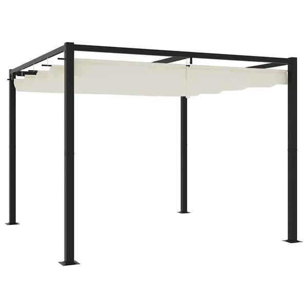 vidaXL Tonnelle de jardin avec toit rétractable crème 3x3 m acier