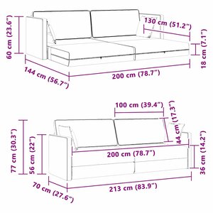 vidaXL Canapé-lit Bleu 213 x 76 x 77 cm Velours