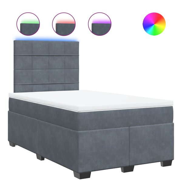 vidaXL Sommier à lattes de lit et matelas Gris foncé 120x200cm Velours