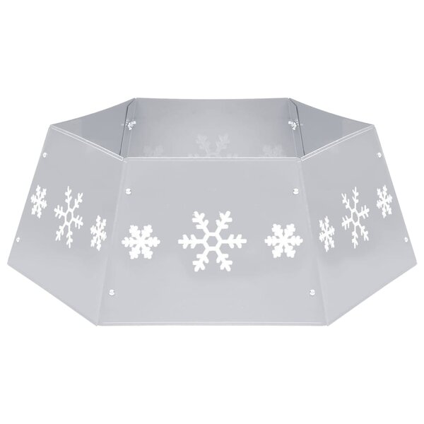 vidaXL Jupe de sapin de Noël Argenté et blanc Ø68x25 cm