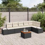 vidaXL Ensemble de canapé de jardin 7 Pièces Noir  blanc