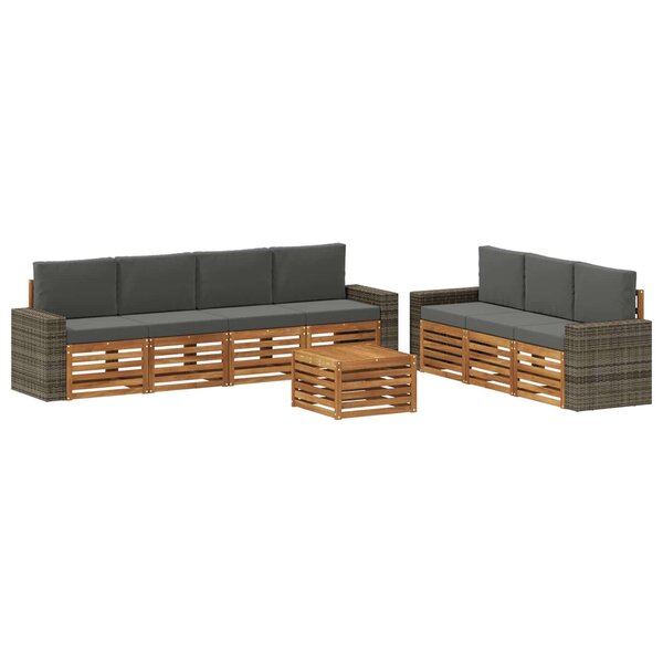 vidaXL Ensembles de canapés avec coussin 8 Pièces Bois d'Acacia Massif