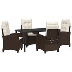 vidaXL Ensemble de salle à manger de jardin 5 pièces avec coussins Marron Poly Rattan