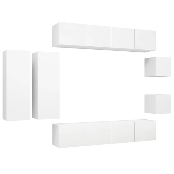 vidaXL Ensemble de meubles TV 8 Pièces Blanc Bois d'ingénierie
