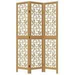 vidaXL Cloison de séparation 3 panneaux marron bois paulownia massif