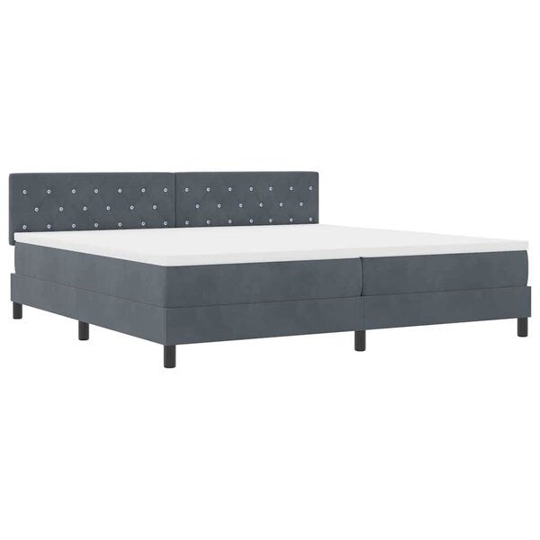 vidaXL Lit à ressorts avec matelas Gris foncé 200 x 200 cm Velours