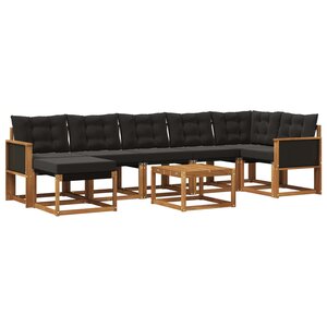 vidaXL Ensemble de canapés d'extérieur 8 pc Naturel et noir