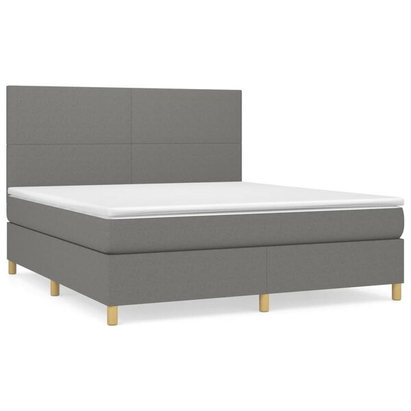 vidaXL Sommier à lattes de lit avec matelas Gris foncé 180x200cm Tissu