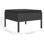 vidaXL Salon de jardin 2 Pièces avec coussins Résine tressée Noir