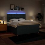 vidaXL Sommier à lattes de lit avec matelas Bleu 200x200 cm Tissu