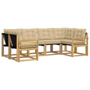 vidaXL Ensemble de canapés d'extérieur 6 pc Blanc et Beige