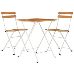 Ensemble de bistro jardin meuble extérieur terrasse pliable 3 pièces bois d'acacia solide et acier 02_0013543