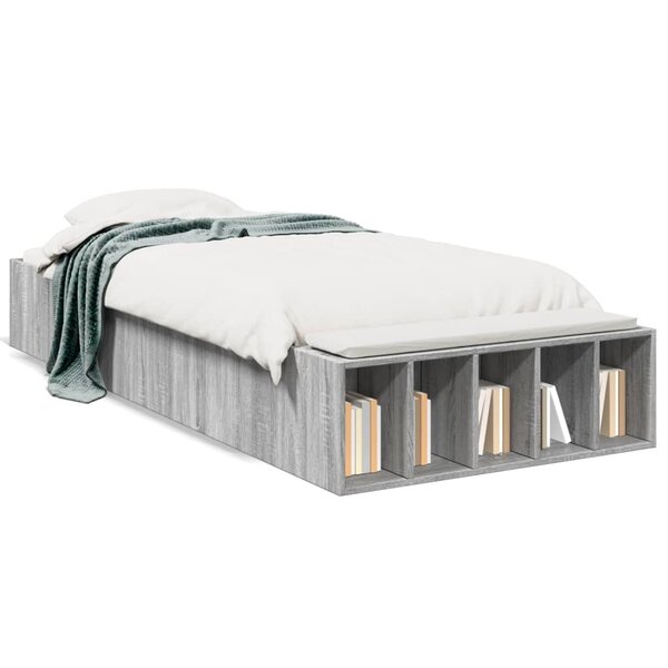 vidaXL Cadre de lit sans matelas sonoma gris 75x190 cm