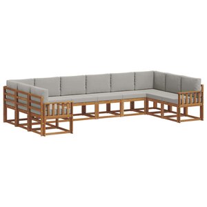 vidaXL Ensemble de canapés d'extérieur 10 Pièces Gris Naturel et Clair