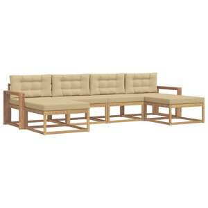 vidaXL Ensemble de canapés d'extérieur 6 pc Blanc et Beige