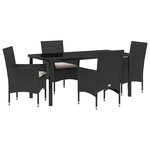 vidaXL Ensemble de salle à manger pour jardin 5 Pièces Noir Poly rotin