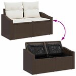 vidaXL Ensemble de canapé de jardin avec coussin 5 Pièces Marron  Crème