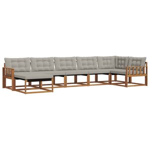 vidaXL Ensemble de canapés d'extérieur 7 pc Gris Naturel et Clair