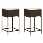 vidaXL Tabourets de bar jardin coussins lot de 2 marron résine tressée
