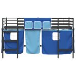 vidaXL Cadre de Lit Mezzanine pour Enfants avec Rideaux Noir et Bleu
