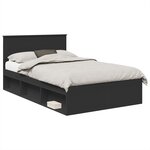 vidaXL Cadre de lit Noir 135 x 190 cm Bois d'ingénierie