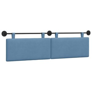vidaXL Tête de lit suspendue Bleu Tissu en velours côtelé