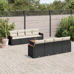 vidaXL Salon de jardin 9 Pièces avec coussins noir résine tressée