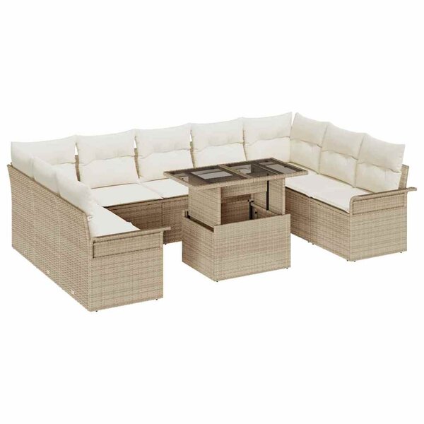 vidaXL Ensemble de canapé de jardin 10 Pièces Beige 100 x 55 x 73 cm