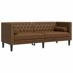 vidaXL Ensemble de canapé Chesterfield et traversins 2 Pièces marron