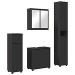 vidaXL Ensemble de mobilier de salle de bain avec tiroir 4 Pièces Noir
