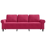 vidaXL Canapé à 3 places Rouge bordeaux 180 cm Velours