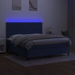 vidaXL Sommier à lattes de lit et matelas et LED Bleu 180x200 cm Tissu