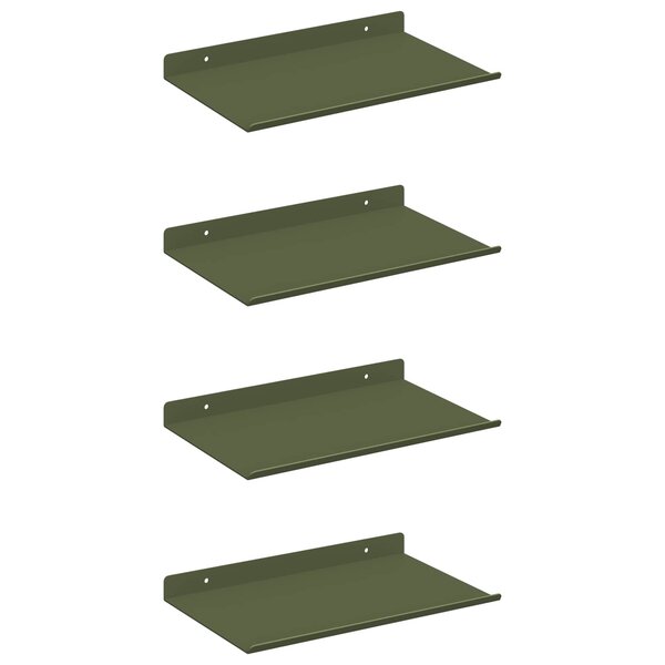 vidaXL Étagère flottante 4 Pièces Vert olive 30 x 18 x 2 5 cm Acier