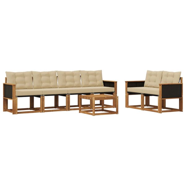 vidaXL Ensemble de canapés d'extérieur 7 Pièces Naturel et Beige