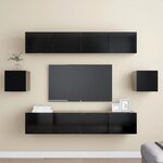 vidaXL Ensemble de meuble TV 6 Pièces Noir Bois d'ingénierie